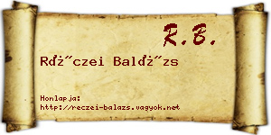 Réczei Balázs névjegykártya